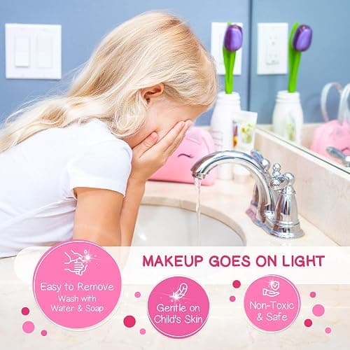 Kids Real Makeup Kit with Pink Unicorn Purse, Non Toxic Washable Make Up Set - Unicorn Toys for Girls Age 4-6, 5 Year Old Girl Birthday Gift Ideas, Toddler Little Girl Gifts 3 4 5 6 7 8 9 10 Years Old thumbnail 5