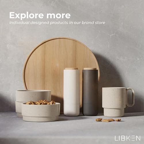 Stackable Coffee Mug Set with Black Stand - 4x8oz Ceramic Mugs with Unique Sprinkled Optics - Powder Coated Metal Rack - Dishwasher-Safe - Microwave & Oven - Scandinavian Minimal Design thumbnail 7