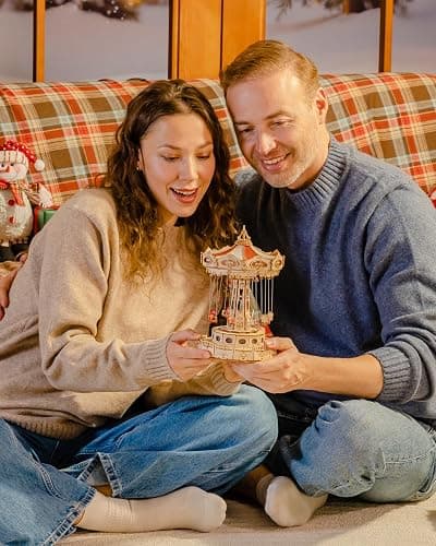 ROKR 3D Puzzles Wooden Music Box Kit with LED, Rotating Swing Ride Mechanical Model Kit DIY Wood Craft Hobbies Kit for Adults Birthday for Adults thumbnail 3