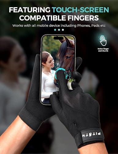FitsT4 Sports Horse Riding Gloves Equestrian Women Mesh Breathable Gloves for Horseback Riding Touchscreen thumbnail 4