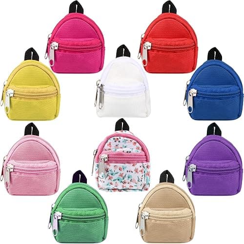 Skylety 10 Pcs Doll Backpacks Mini Doll Zipper Backpacks Girl Cute Dollhouse Accessory for Daily Supplies - Image 1