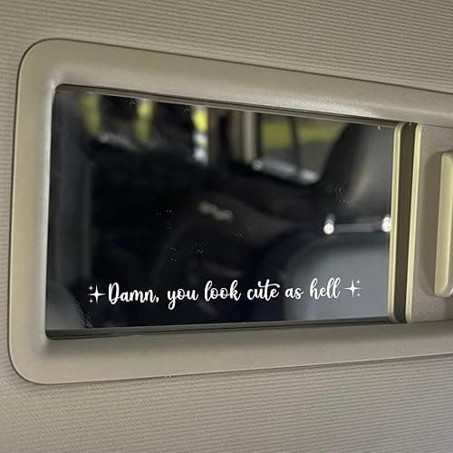 Set 3Pcs You Look Cute As Hell Rearview Mirror Decal Funny Saying, Inspiration, Selflove Stickers Water Bottle Laptop StickerVinyl Waterproof 4x0.2 Inches Car Decal Gift for Girl Mom Dad Friend - Image 1