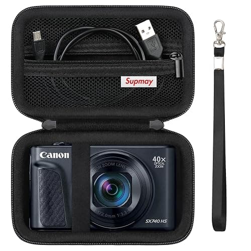 Supmay Hard Carrying Case for Canon PowerShot SX740 HS/ SX730 HS/ SX720 HS/ SX620 HS/ G7 X Mark III/ G7 X Mark II Digital Camera, Storage Holder Travel Bag with Mesh Pocket for Battery Pack, Black - Image 1