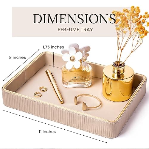 Perfume Tray for Women Valet Tray Night Stand Bedside Organizer| Perfume Organizer Catchall| Perfume Trays for Dresser Vanity Tray for Dresser Countertop| Perfume Holder thumbnail 10