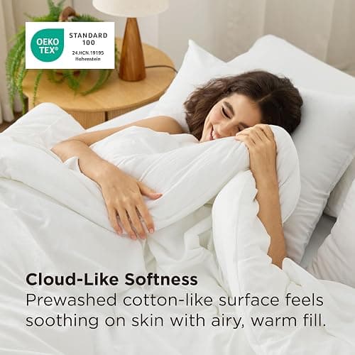 Bedsure Full Size Comforter Set, White Soft Prewashed Bedding for All Seasons, 7 Pieces Warm Winter Down Alternative Bed Set, Fluffy Bed in a Bag with Sheets, Pillowcases & Shams thumbnail 3