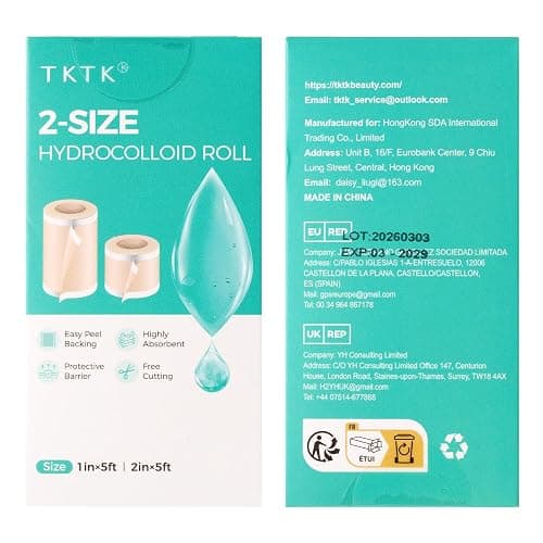TKTK Hydrocolloid Roll 2 Sizes, Cut-to-Fit Bandages for Pimple & Wounds | 2in x 5ft + 1in x 5ft Pimple Patch Roll Value Pack, Long-Lasting, for Acne & Wounds, Easy-Peel, Waterproof, No Additives thumbnail 9