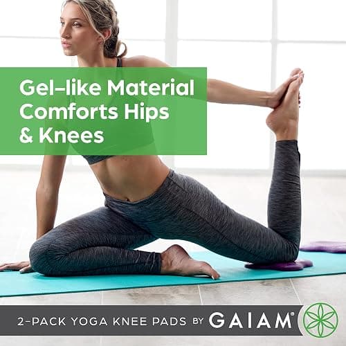 Gaiam Yoga Knee Pads (Set of 2) - Yoga Props and Accessories for Women/Men Cushions Knees and Elbows for Fitness, Travel, Meditation, Kneeling, Balance, Floor, Pilates thumbnail 4
