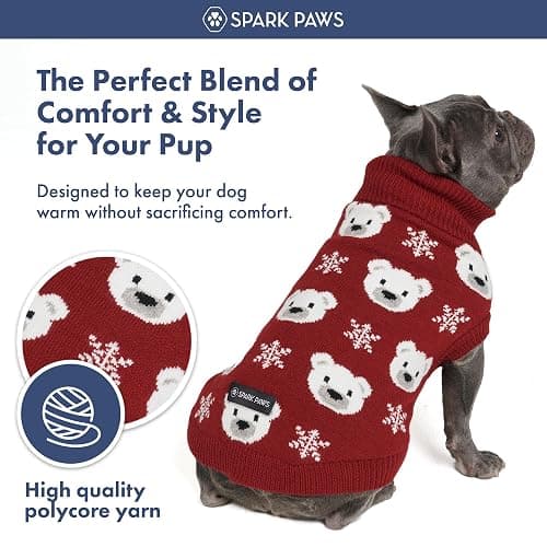 Spark Paws Christmas Dog Sweater – Ultra Soft Holiday Knit Sweater for Small, Medium & Large Dogs, Cute Pet Sweater for French Bulldogs & Big Dogs, Easy Potty V Cut Design Jacket - (Polar Bear, 4XL) thumbnail 5