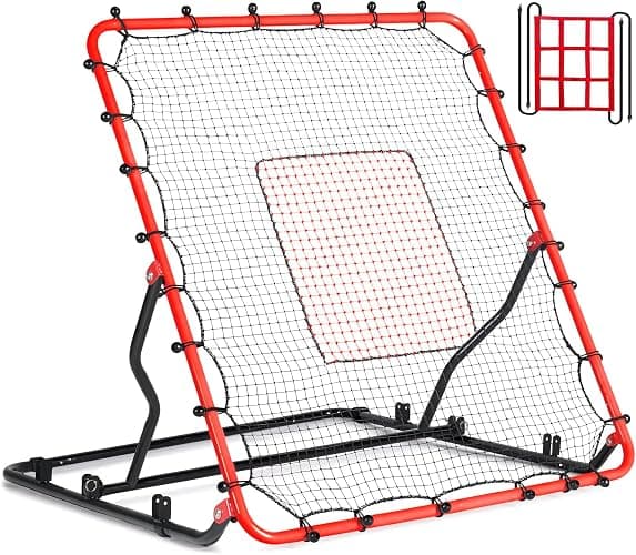 Baseball Rebounder Net, 3/5 Adjustable Angles 4x4.5FT Pitch Back Baseball Softball Volleyball Rebounder with 2 Strike Zones, UV Resistant, Pitchback Trainer for Ground, Line Drive & Fly Balls thumbnail 9