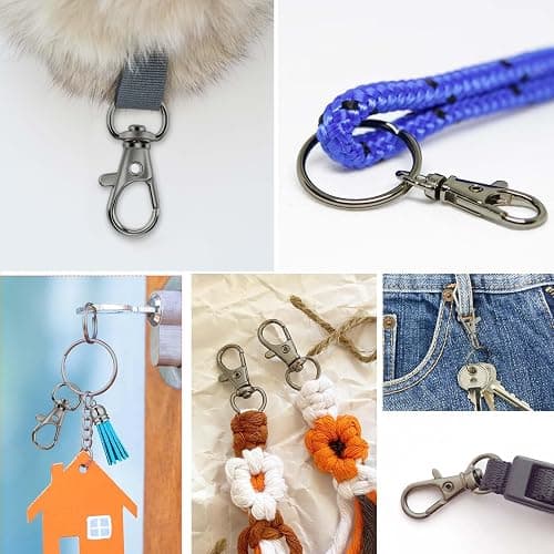 60PCS Keychain Making Kit, Including 30PCS Keychains Clips Hooks and 30PCS Key Chain Rings, Lobster Claw Clasps with Keychains Rings Accessories for Crafts, Gun Black thumbnail 7