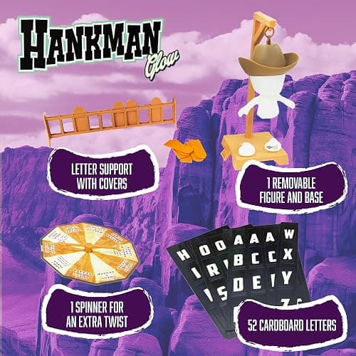 Fotorama Hankman Glow, Magnetic Hangman Mystery Word Guessing Game for Kids & Families, Glow in The Dark Travel Game, Guess Who Before Hank Falls thumbnail 6