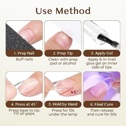 UNA GELLA 6 in 1 Gel Nail Glue for Clear Nail Tips, 2Pcs 15ml U V Nail Glue | Super Strong Long Lasting Brush On for Clear False Nail Tips, X-Soft Gel Nails Lamp Curing Required thumbnail 4