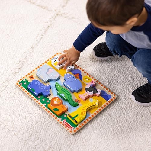 Melissa & Doug Safari Wooden Chunky Puzzle (8 pcs), Educational Screen Free Activity for Toddler, Preschoolers and Kids Ages 2+ - FSC Certified thumbnail 2
