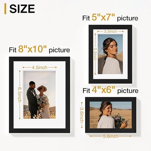 Vittanly 15 Pack Picture Frames Collage Wall Decor for Mounting or Tabletop Display, Gallery Frame Set for Family, Multi Sizes Including 3pcs 8x10, 6pcs 5x7, 6pcs 4x6, Black thumbnail 3