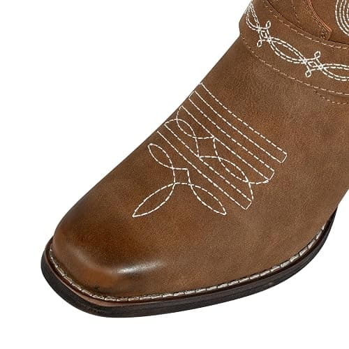 J's.o.l.e Women's Square Toe Cowgirl Cowboy Boots Mid Calf Western Riding Boots with Fashion Buckle Strap thumbnail 6
