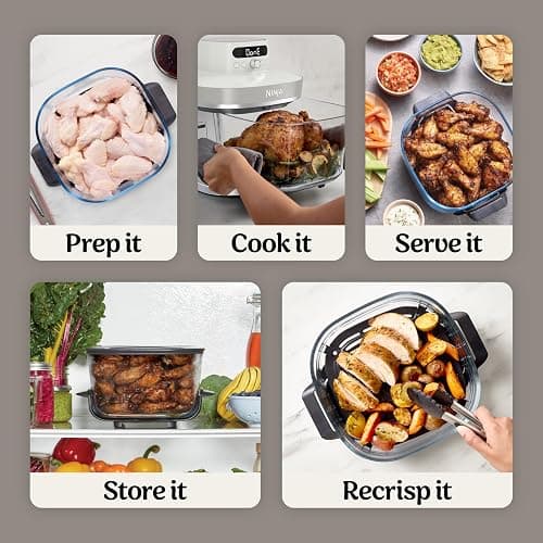 Ninja Crispi Pro 6-in-1 Glass Air Fryer | With Nontoxic, 6qt & 2.5qt Containers & Lids | Microwave, Freezer, Dishwasher Safe | 450°F Max Temp | 1800 Watt | Bone | AS101LG thumbnail 8