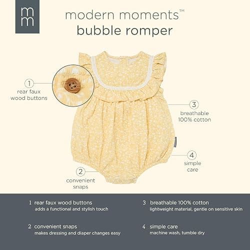 Modern Moments by Gerber Baby Girls' Lace Ruffle Bubble Romper thumbnail 6
