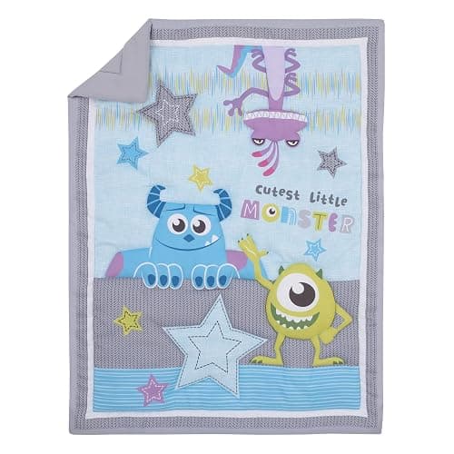 Disney Monsters, Inc. Cutest Little Monster Turquoise, Green, Purple, and Gray, Sully, Mike, and Randall 3 Piece Nursery Crib Bedding Set - Comforter, Fitted Crib Sheet, and Crib Skirt thumbnail 2