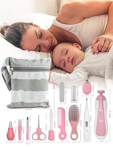 OTTOLIVES Baby Healthcare and Grooming Kit, 24 in 1 Baby Electric Nail Trimmer Set Newborn Nursery Health Care Set for Newborn Infant Toddlers Baby Boys Girls Kids Haircut Tools (0-3 Years+) (Pink) thumbnail 7
