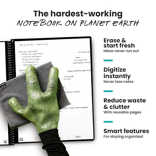 Rocketbook Core Reusable Smart Notebook, Letter Size 8.5x11, Teal | Lined Pages For School Work and Creative Projects, Includes Pen and Towel thumbnail 4