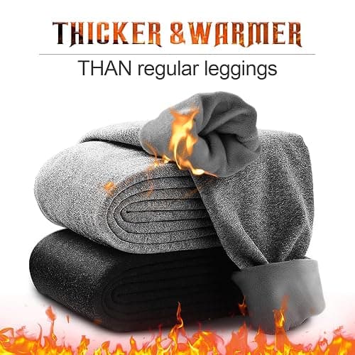 we fleece 3 Pack Women's Fleece Lined Leggings with Pockets High Waist | Buttery-soft fleece lining | Tummy control | Ideal for yoga, running, gym | Thermal warm for winter thumbnail 3