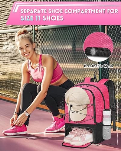 MATEIN Girls Soccer Backpack with Ball Holder, Shoe Compartment, Fence Hook | Large Basketball Bag for Tournament & Game Day, Lightweight Youth Sports Bag Fits 15.6 Inch Laptop, Soccer Team Gifts thumbnail 3