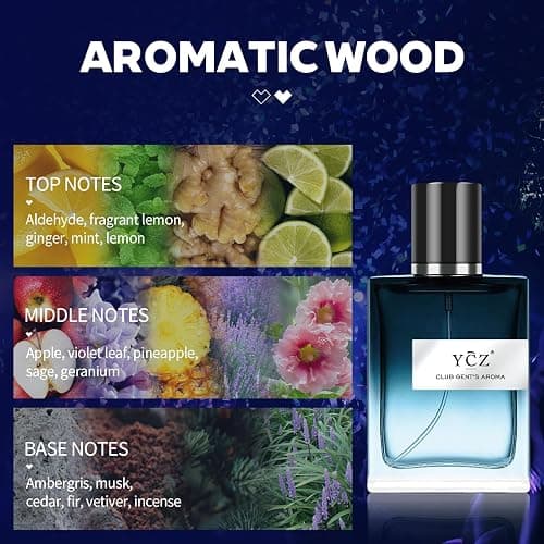 Ycz CLUB GENT'S AROMA, 1.7oz(50ml), Man Perfume, Nightclub Essential Fragrance, Long Lasting Cologne for Men with Aromatic Woody Notes of Aldehyde, Ginger, Mint, and Lemon thumbnail 4
