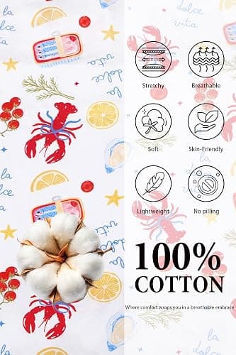 LUBOT 100% Cotton Pajamas for Women 2 Piece PJ Set Button-Down Soft Knit Short Sleeve Summer Sleepwear Loungewear XS-XXL thumbnail 3
