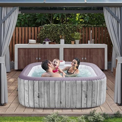 COCLUB Inflatable Square Hot Tub Spa Set, Outdoor Bubble Massage Portable Hot Tubs, 4-6 Person Blow up Hot Tub with 130 Soothing Jets, Insulated Cover, Built in Heater Pump, 6 Filter Cartridges thumbnail 2