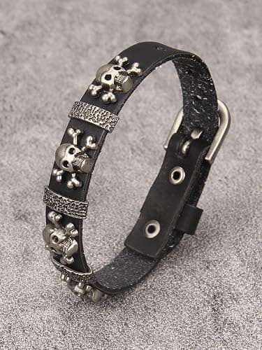 Jeilwiy Punk Leather Wristbands for Men Bracelets Handmade Wide Cuff Bangle Braided Jewelry Black Brown Adjustable - Punk Father's Gifts thumbnail 2