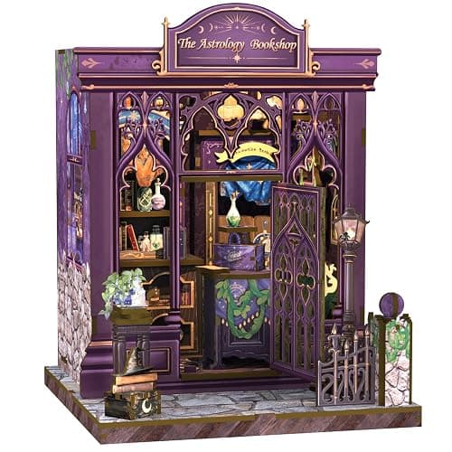 CUTEBEE Book Nook Kit - DIY Miniature House Dollhouse Kit for Adults and Teens, Booknook Tiny House Bookshelf Decor 3D Wooden Puzzle, Gifts for Family Friends (The Astrology Bookshop) - Image 1