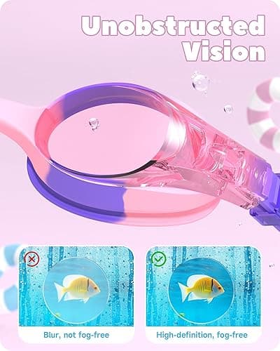 findway Kids Swim Goggles, Kids Swimming Goggles Anti-fog No Leaking Girls Boys for Age 3-12 - 1-pink Purple+teal Purple thumbnail 3