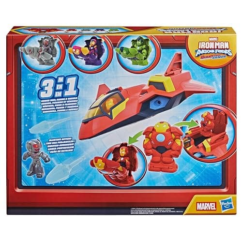 Disney Jr. Series Marvel’s Iron Man and his Awesome Friends Ultimate Giant-Sized Armor Iron Jet Toy Set, 3-Inch Action Figures, Armor Suits, Vehicle thumbnail 7