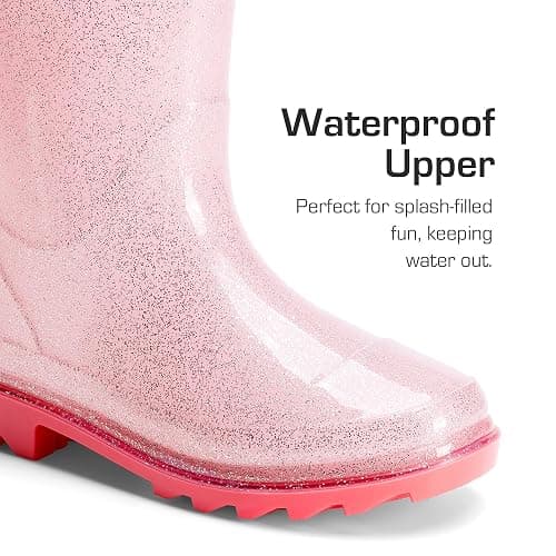 DREAM PAIRS Kids Rain Boots Glitter Boys Girls with Easy-on Handles Sparkly Waterproof Boots Outdoor Playing Rain Boots Unisex-Child thumbnail 3