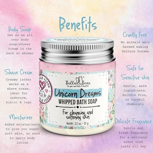 Bella & Bear Unicorn Dreams Whipped Bath Soap - Travel Size 3.2oz mango & pineapple with a hint of vanilla thumbnail 7