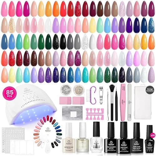 Beetles Gel Polish Seasonal Symphony- 85Pcs Gift Gel Nail Polish Kit with UV Light, 55 Colors Nail Set with Diamond Decorations & Manicure Art Stickers and Tools Soak Off All Season Gift for women - Image 1