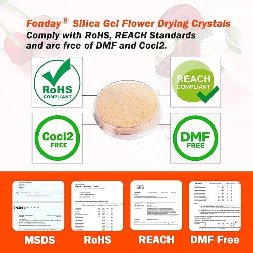 Fonday Silica Gel Flower Drying Crystals for Wedding Bouquet Preservation Color Indicating Reusable Bead Size Less Than 1mm (7LBS 3-in-1 with Gloves and Mask) thumbnail 4