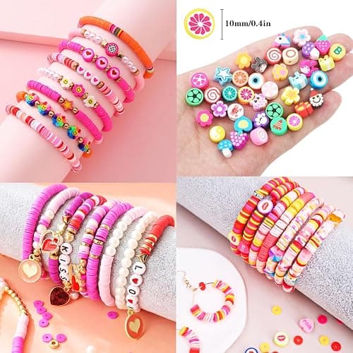 1480pcs Valentine's Day Polymer Clay Beads Charms Friendship Bracelet Necklace Earring Jewelry Making kit, Accessories for Arts Crafts DIY Birthday Gifts for Women Girls Children thumbnail 4
