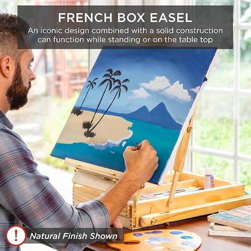 Best Choice Products French Easel, 32pc Beginners Kit Portable Wooden Folding Adjustable Sketch Box Artist Tripod for Painting, Drawing w/Acrylic Paints, Brushes, Canvases, Palettes - Blue thumbnail 3