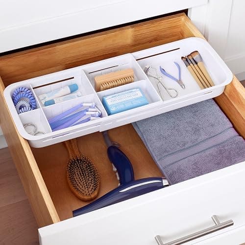 YouCopia DrawerFit Sliding Drawer Tray with Adjustable Dividers, Expandable Kitchen Storage Organizer, Speckled White thumbnail 8