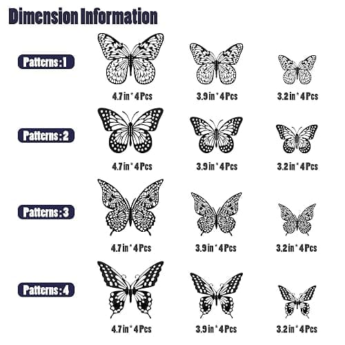 SAOROPEB 3D Butterfly Wall Decor - 48 Pcs, 4 Styles, 3 Sizes - Gold Butterfly Decorations for Birthday and Party Cake Decorations - Removable Stickers (Black) thumbnail 6