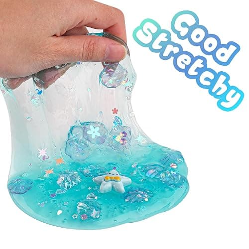 Shell Blue Clear Premade Slime, Stretchy & Non-Sticky, Slime Party Favors & Boys & Girls Gifts thumbnail 3
