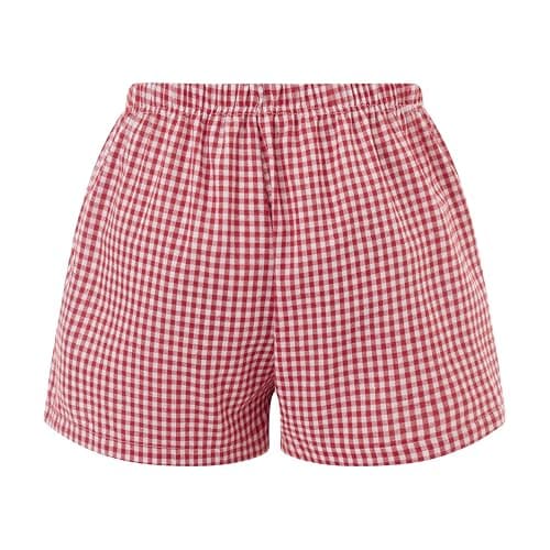 Y2k Women Gingham Boxer Shorts Low Rise Micro Pajamas PJ Sleep Short Pants Plaid Sleepwear Sleeping Lounge Bottoms thumbnail 2