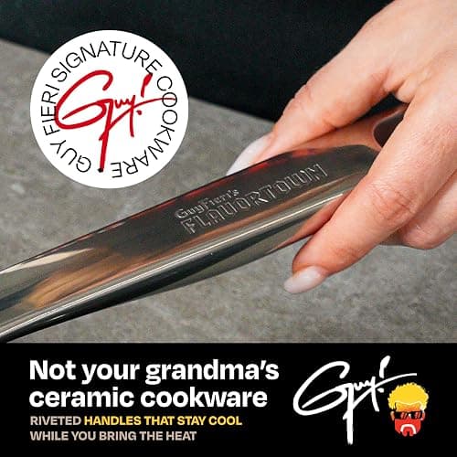 Guy Fieri's Flavortown 11-Piece Ceramic Cookware Set, Nonstick Pots and Pans for Cooking, Made without PFAS PTFE PFOA, Oven Safe, Dishwasher Safe, Easy to Clean Everyday Cookware, Red thumbnail 5