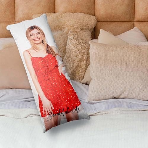 Easycosy Custom Body Pillow with Picture & Text 20"x54", Two-Sides Photo Pillowcase, Personalized Soft Skin-Friendly Long Pillow Cover with Photo, Custom Love Keepsake Gifts (No Pillow Insert) thumbnail 2