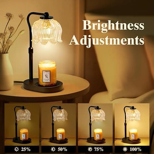 CASTLELIFE Candle Warmer Lamp with Timer & Stepless Dimming, Height Adjustable Electric Wax Warmer for Jar Candles, Flower Wax Melter with Wood Base, Gifts for Women Home Decor, Black Wood thumbnail 3