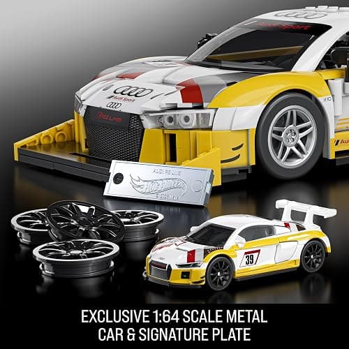 ​Mattel Brick Shop Hot Wheels Elite Series Building Set, '15 Audi R8 LMS with 820 Pieces, Realistic Details and Custom Decals, Adult Collectors and Kids Ages 10+ thumbnail 5