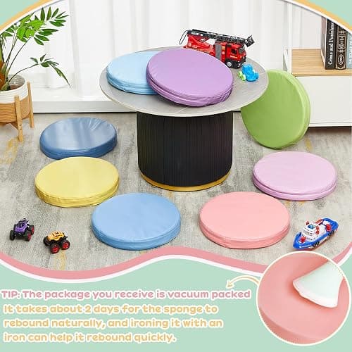 Juexica 8 Pcs Extra Thick Flexible Seating Floor Cushions Assorted Colored Floor Pillow Classroom Seat Cushions Soft Classroom Seating for Kids Learning Daycare School Chair(Macaron Color) - Macaron Color thumbnail 3
