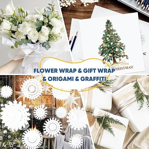 White Wrapping Paper Craft Paper Kraft Paper Roll 15" x 450", Bulletin Board Paper, Arts & Crafts, Gift Wrapping Packing Painting Drawing Paint Easel Poster Chart Decorative Paper, Kids Art Supplies thumbnail 7