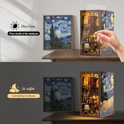 Book Nook Kits for Adults: LUMYCE Book Nook Kit Model Kits Craft Kits for Adults - DIY Miniature House Kit for Bookshelf Booknook Tiny House with Sensor Led Light thumbnail 5